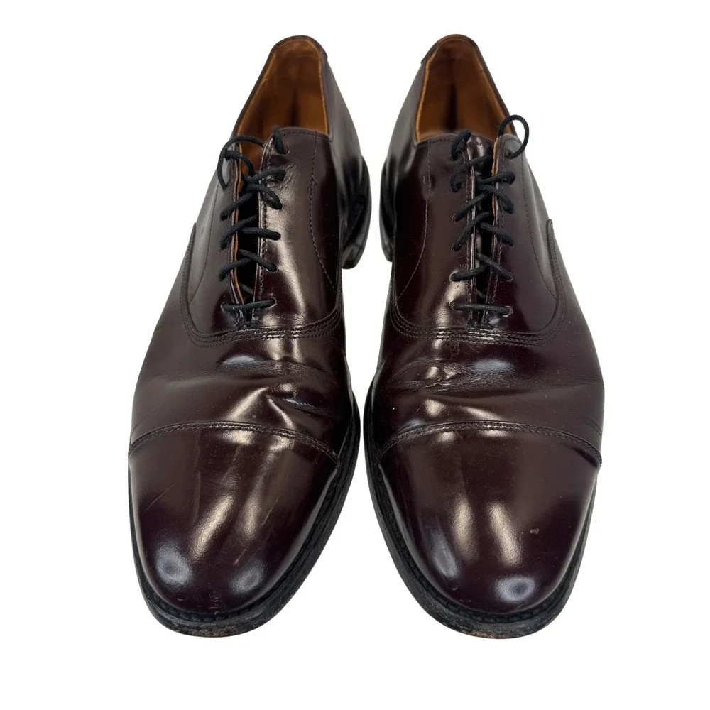 Allen Edmonds Park Avenue Oxford Shoes Leather Burgundy Dress Cap Toe Mens 9 B